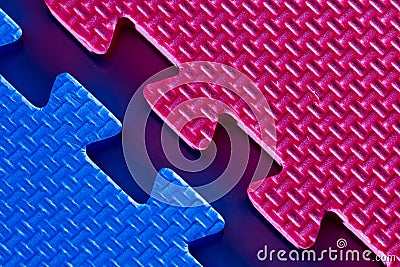 Matching red and blue puzzle. Stock Photo