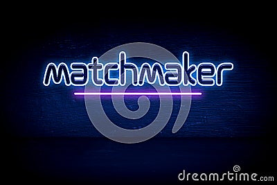 matchmaker - blue neon announcement signboard Stock Photo