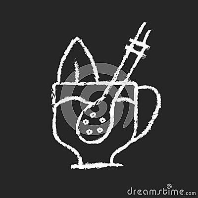Mate straw chalk white icon on dark background Vector Illustration