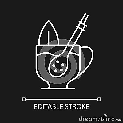 Mate straw white linear icon for dark theme Vector Illustration