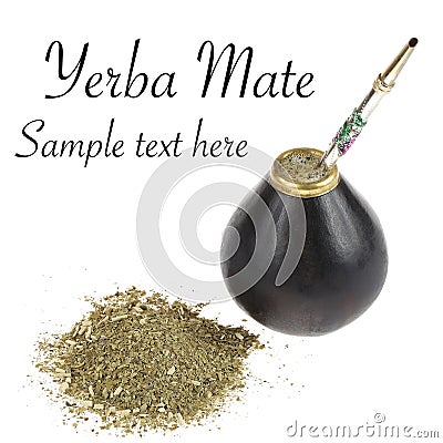 Mate tea and calabash with bombilla isolated on Stock Photo