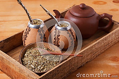 Mate in a traditional calabash gourd with bombilla Stock Photo