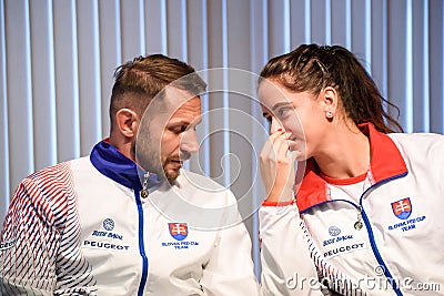 Matej Liptak, Captain of team Slovakia and Viktoria Kuzmova Editorial Stock Photo