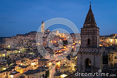 Matera, high definition view of Sasso Barisano Stock Photo