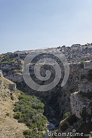 Scenic rocky landscape surrounding Matera city inItaly Stock Photo