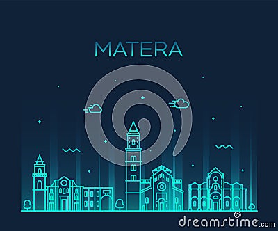 Matera skyline Basilicata Southern Italy a vector Vector Illustration