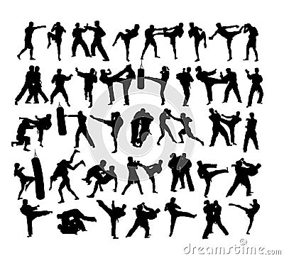 Extreme and Material Art Sports Silhouettes Vector Illustration