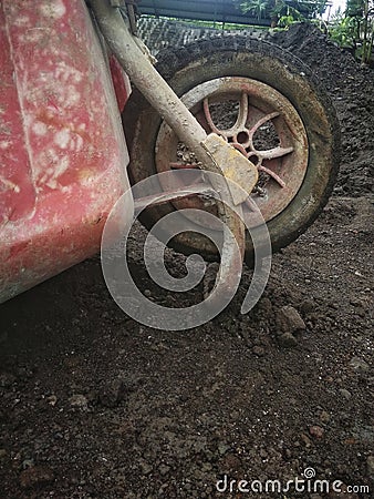 Material conveying trolley wheels Stock Photo