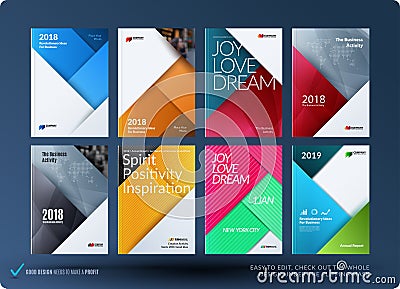 Material design of brochure set, abstract annual report, horizontal cover Vector Illustration