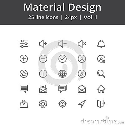 Material Design Line Icons Vector Illustration