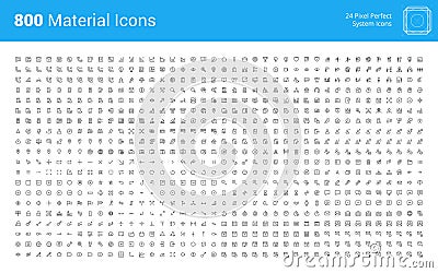 Material design pixel perfect icons set Vector Illustration