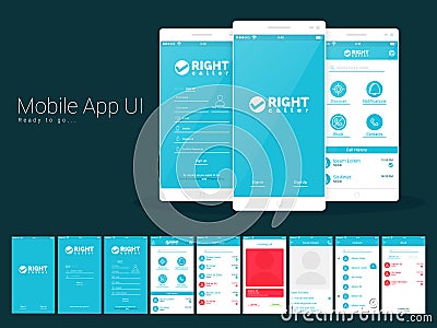 Material Design UI, UX Screens for calling mobile apps. Stock Photo