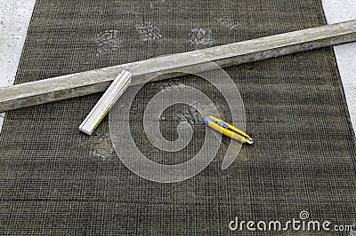 Material and equipment for waterproofing roofs Stock Photo