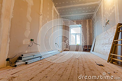 Material for repairs in an apartment is under construction, remodeling, rebuilding and renovation. Stock Photo