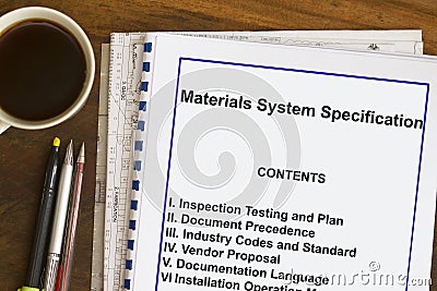 Materials System Specification Stock Photo