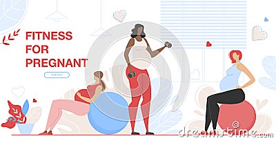 Maternity Group Fitness Class for Pregnant Women Vector Illustration