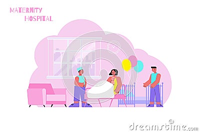 Maternity Hospital Ward Composition Vector Illustration