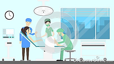 Maternity hospital ward. Vector Illustration