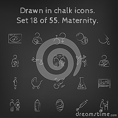 Maternity icon set drawn in chalk Vector Illustration