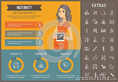 Maternity infographic template, elements and icons Vector Illustration