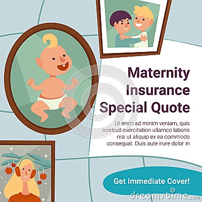 Maternity insurance special quote, immediate cover Vector Illustration