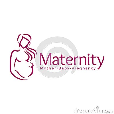 Maternity logo design template, pregnancy mother and baby symbol or icon template Vector Illustration