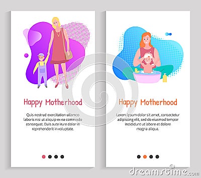 Maternity Slide, Mother Caring, Childhood Vector Vector Illustration