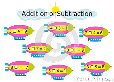 Math activity for kids. Number range up to 10. Developing numeracy skills. Vector Vector Illustration