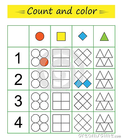 Math activity. Number range up to 5. Developing numeracy skills. Vector. Vector Illustration