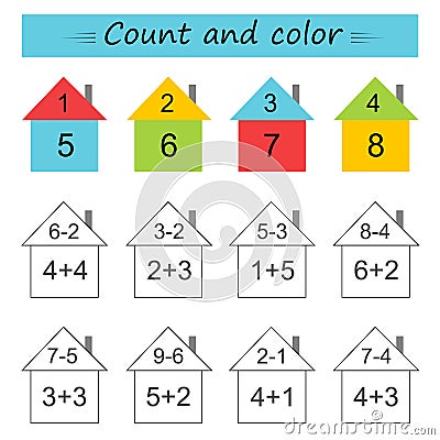 Math activity. Number range up to 10. Developing numeracy skills. Vector. Vector Illustration