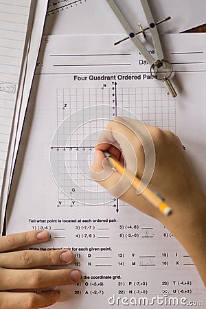 Math and Algebra Homework Stock Photo