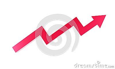 The math arrow symbol represents growth and progress. red on white background isolated Graph concepts showing organizational Stock Photo