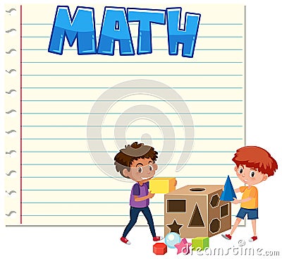 Math boys on note template Vector Illustration