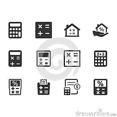 Math & Calculation Icons - Gray Version Vector Illustration