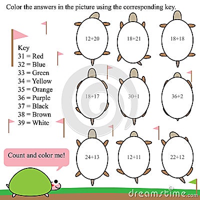 Math count color turtle Vector Illustration