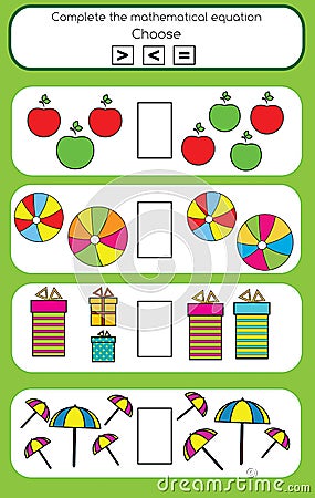 Math educational game for children Vector Illustration