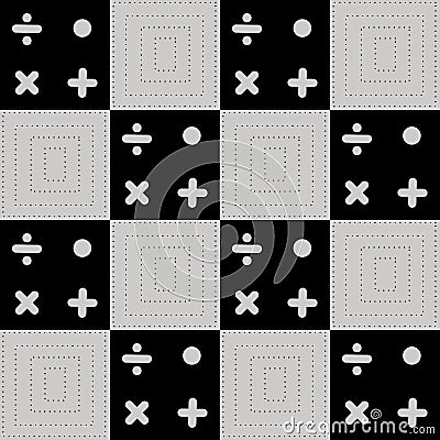 Math and geometry on square grid. vector seamless pattern Vector Illustration