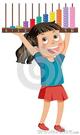 Math girl with abacus cartoon character Vector Illustration