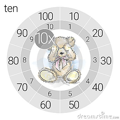 Math multiplication circle with teddy bear Vector Illustration