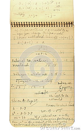 Math2_ Notebook with Delicate Script Editorial Stock Photo