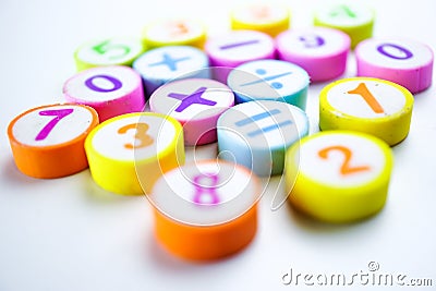 Math Number colorful : Education study mathematics learning teach concept Stock Photo