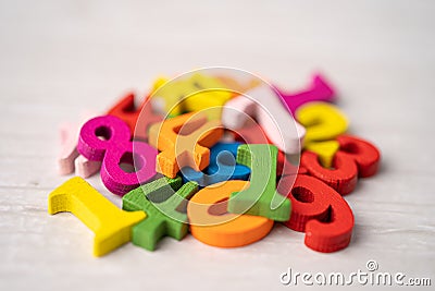 Math number wooden, education study mathematics learning teach concept Stock Photo