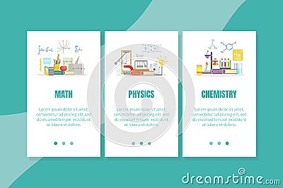 Math, Physics, Chemistry Landing Page Template, Science Education Website Vector Illustration Vector Illustration