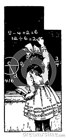 Math problems or chalkboard, vintage engraving Vector Illustration