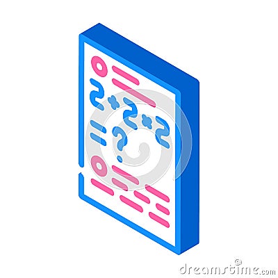 math problems isometric icon vector illustration color Vector Illustration