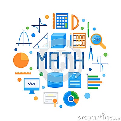 Math round flat vector modern illustration or symbol Vector Illustration