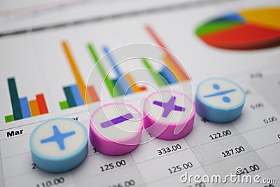 Math symbols Charts Graphs paper. Financial development, Banking Account, Statistics, Investment Analytic research data economy, t Stock Photo