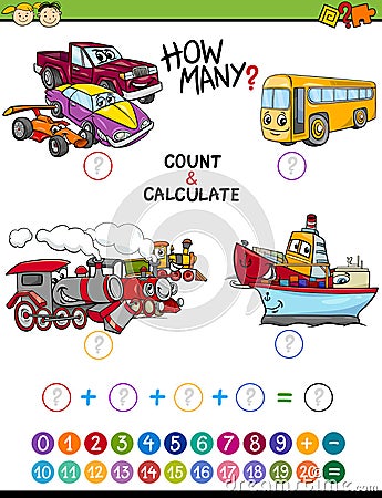 Math task for preschool kids Vector Illustration