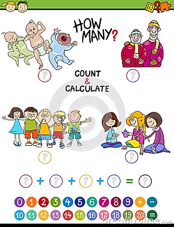 Math task for preschool kids Vector Illustration