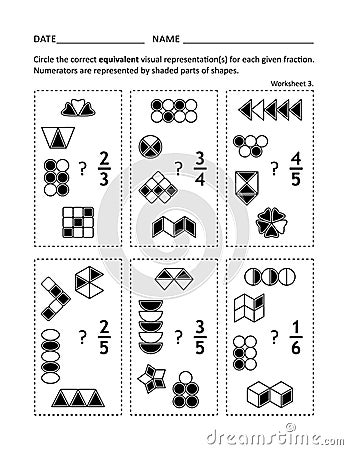 Math practice worksheet for children and adults Vector Illustration